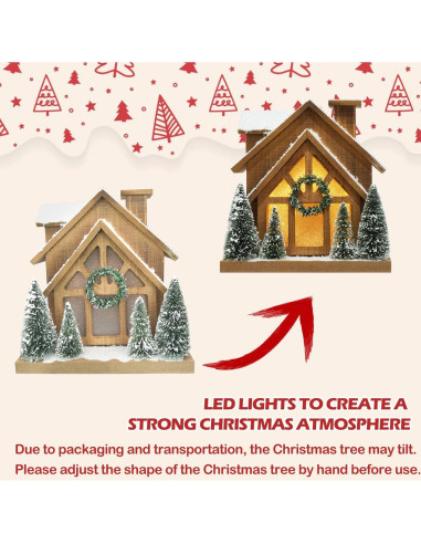 Casa de Madera Iluminada HOMirable con Temporizador 19.1x18cm