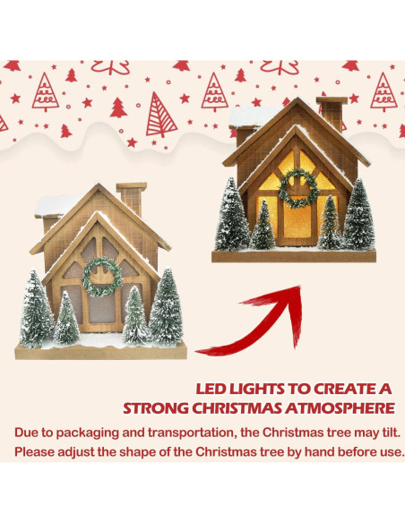 Casa de Madera Iluminada HOMirable con Temporizador 19.1x18cm