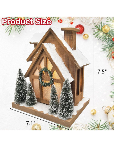 Casa de Madera Iluminada HOMirable con Temporizador 19.1x18cm