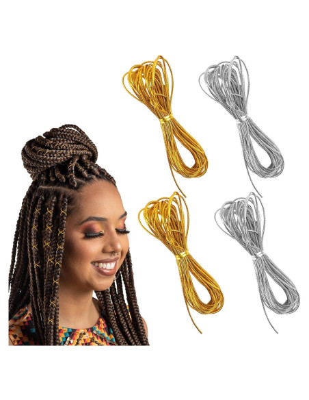 4 Cuerdas de Cabello Trenzado Sliverdew 5M Oro Plata