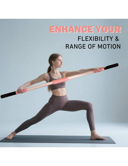 Palillo de Yoga Rosa Scisum 147 cm con Almohadillas para Estiramiento