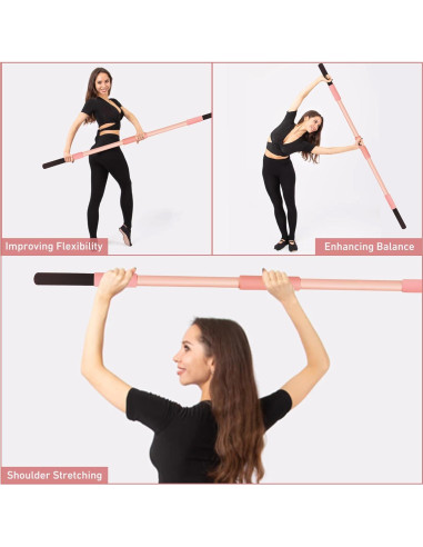 Palillo de Yoga Rosa Scisum 147 cm con Almohadillas para Estiramiento