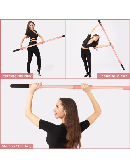 Palillo de Yoga Rosa Scisum 147 cm con Almohadillas para Estiramiento