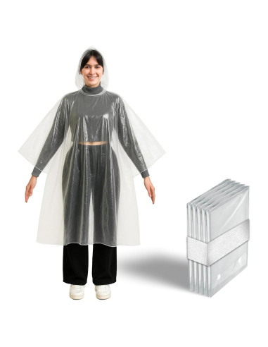 Ponchos de Lluvia Desechables Transparentes 5 Unidades - Adultos