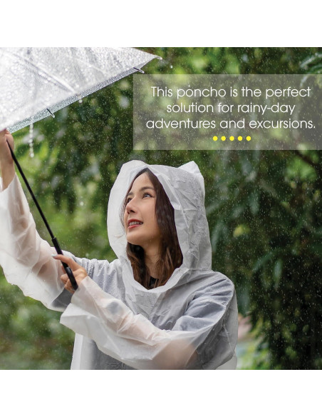 Ponchos de Lluvia Desechables Transparentes 5 Unidades - Adultos