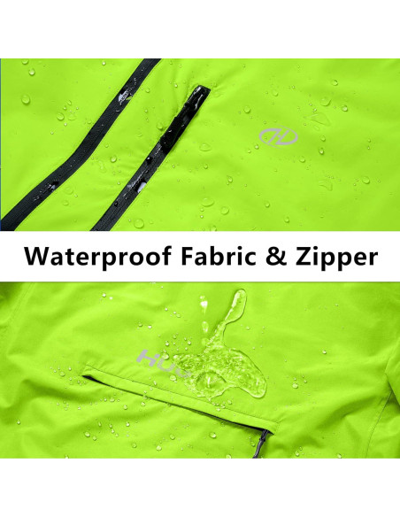 Chaqueta de Lluvia Impermeable para Hombre Grande Amarillo Fluorescente