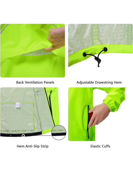 Chaqueta de Lluvia Impermeable para Hombre Grande Amarillo Fluorescente