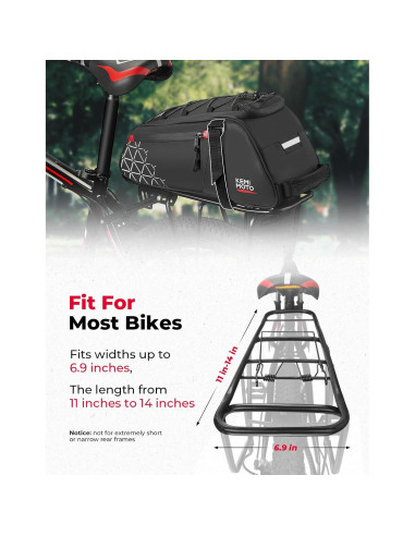 Bolsa de Bicicleta KEMIMOTO 8L con Bolsa Térmica 6L Resistente