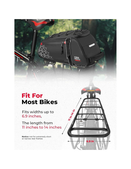 Bolsa de Bicicleta KEMIMOTO 8L con Bolsa Térmica 6L Resistente