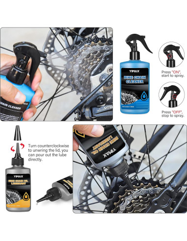 Kit de Limpieza de Cadena de Bicicleta YIMAX 300ml + 100ml