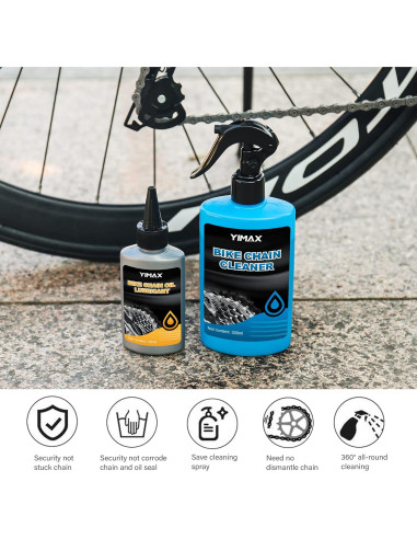 Kit de Limpieza de Cadena de Bicicleta YIMAX 300ml + 100ml