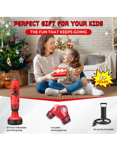 Bolsa de Boxeo Inflable BaiYuan 67" para Niños 3-12 Años