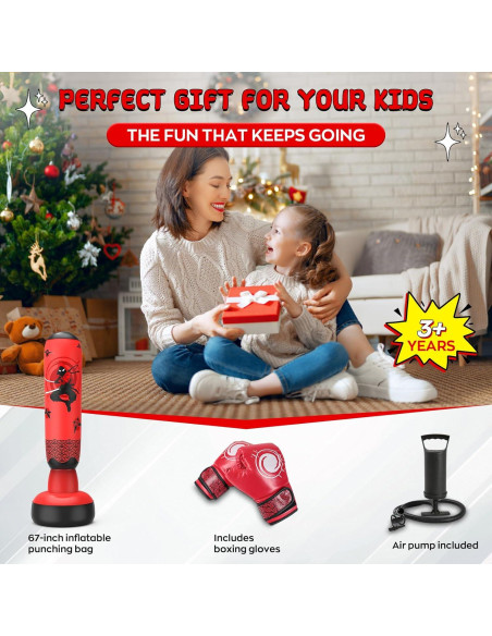 Bolsa de Boxeo Inflable BaiYuan 67" para Niños 3-12 Años