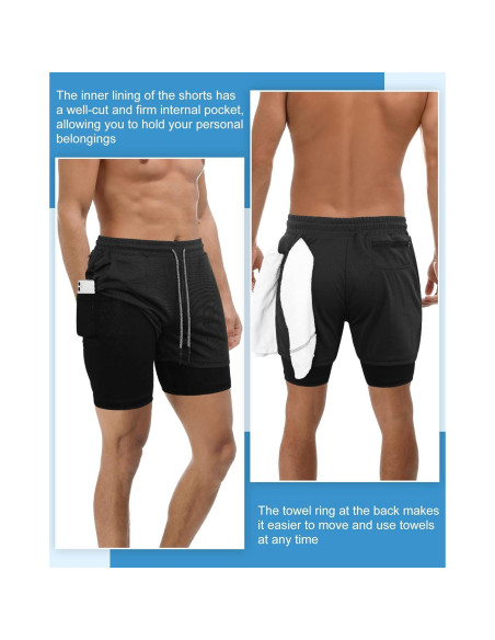 Pantalones Cortos de Entrenamiento Sureio 2 en 1 para Hombre 5"