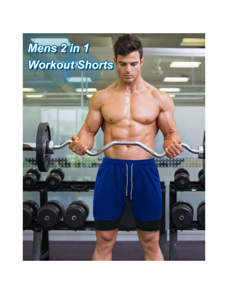 Pantalones Cortos de Entrenamiento Sureio 2 en 1 para Hombre 5"