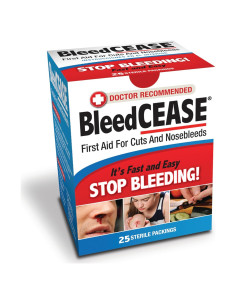 Paquete Estéril BleedCEASE para Cortes y Hemorragias Nasales - 25 Unidades
