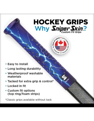 Agarre de Hockey Sniper Skin ICT - Ajustable, Duradero, 19.05 cm