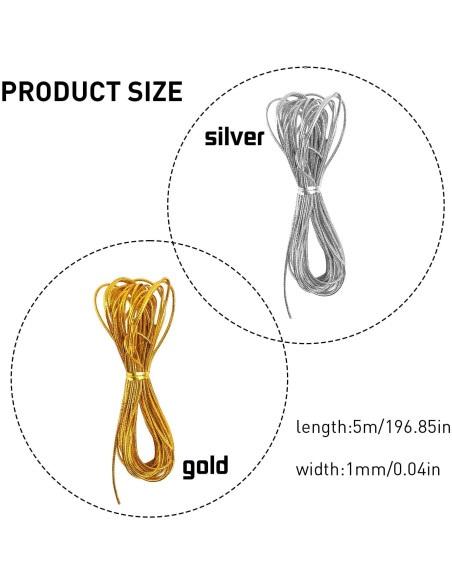 4 Cuerdas de Cabello Trenzado Sliverdew 5M Oro Plata