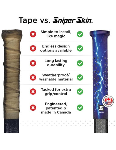 Agarre de Hockey Sniper Skin ICT - Ajustable, Duradero, 19.05 cm