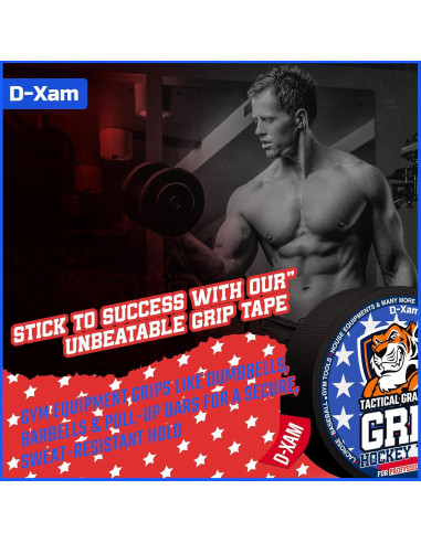 Cinta de Hockey D-Xam Negra 2 Rollos 2.54 cm Resistente al Agua