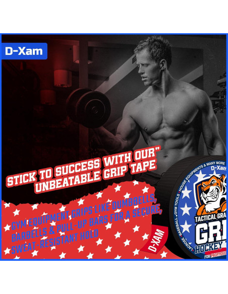 Cinta de Hockey D-Xam Negra 2 Rollos 2.54 cm Resistente al Agua