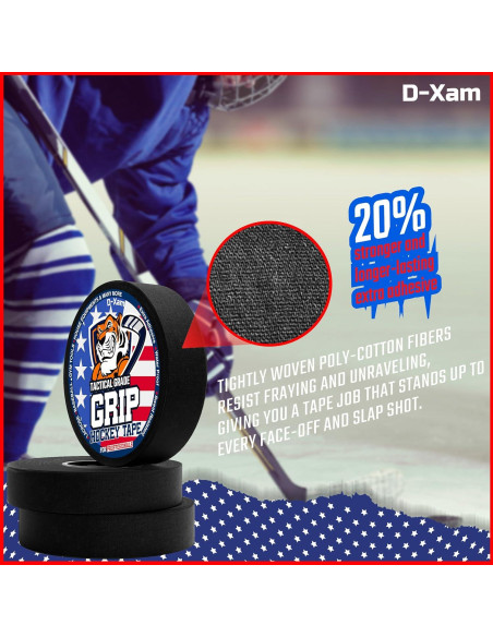 Cinta de Hockey D-Xam Negra 2 Rollos 2.54 cm Resistente al Agua