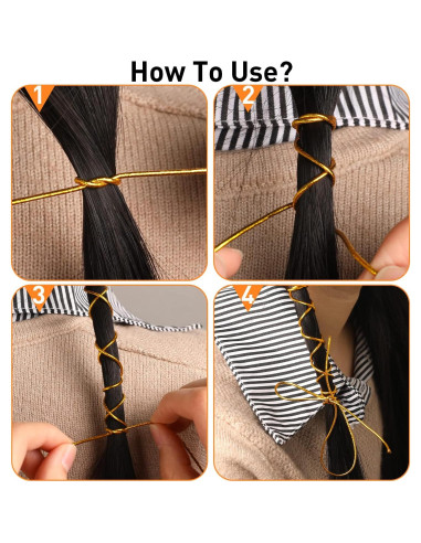 4 Cuerdas de Cabello Trenzado Sliverdew 5M Oro Plata