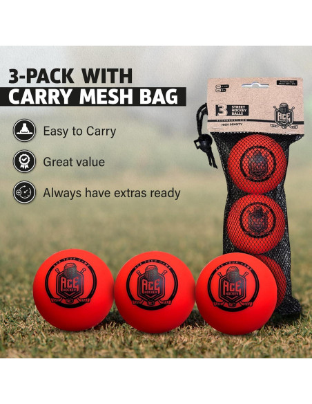 Bolas de Hockey Callejero ACE HOCKEY - Paquete de 3 PVC Naranja
