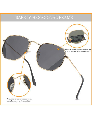 Gafas de sol polarizadas HJSTES hexagonales UV400