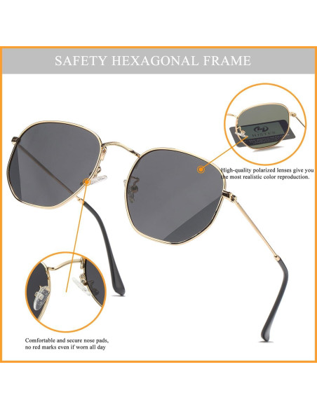 Gafas de sol polarizadas HJSTES hexagonales UV400