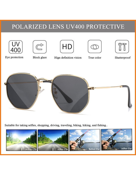 Gafas de sol polarizadas HJSTES hexagonales UV400