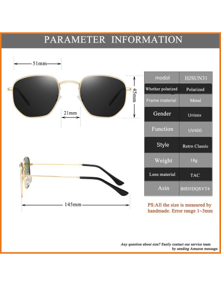 Gafas de sol polarizadas HJSTES hexagonales UV400