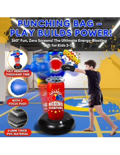 Saco de Boxeo Inflable Hyperzoo 160 cm para Niños con Guantes 2