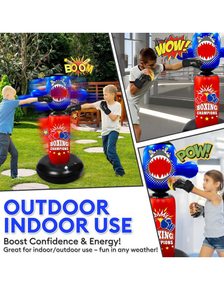 Saco de Boxeo Inflable Hyperzoo 160 cm para Niños con Guantes