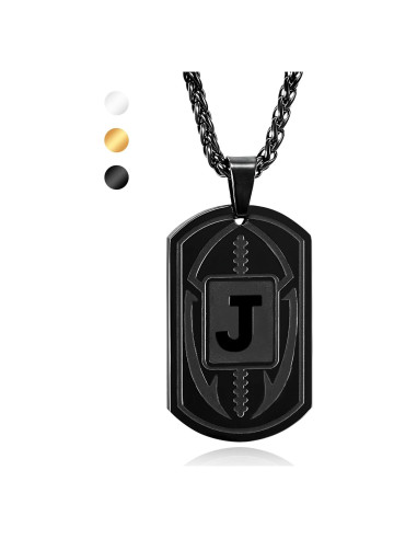 Collar Inicial de Fútbol Fervia para Hombres - Acero Inoxidable 56 cm