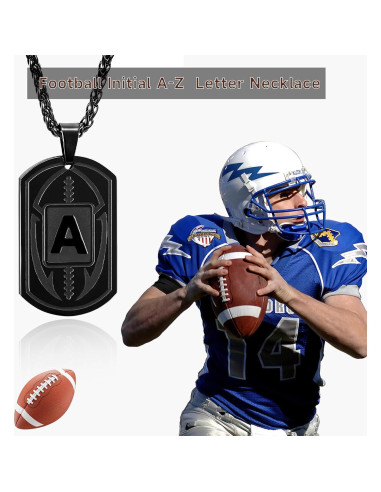 Collar Inicial de Fútbol Fervia para Hombres - Acero Inoxidable 56 cm