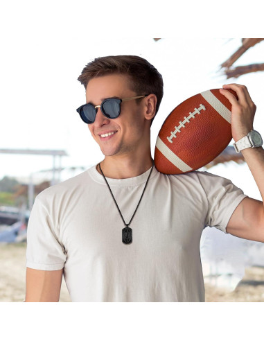 Collar Inicial de Fútbol Fervia para Hombres - Acero Inoxidable 56 cm