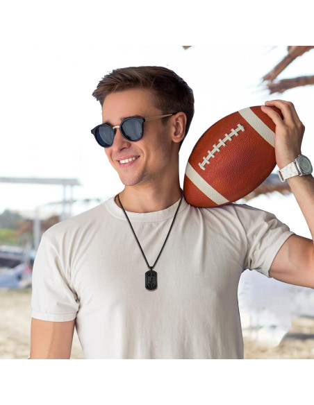 Collar Inicial de Fútbol Fervia para Hombres - Acero Inoxidable 56 cm