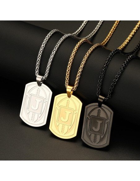 Collar Inicial de Fútbol Fervia para Hombres - Acero Inoxidable 56 cm