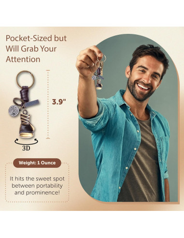 Llavero 3D de Cuero Vintage AuPra para Hombres y Mujeres