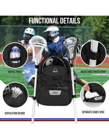 Bolsa Deportiva HMLIN para Lacrosse y Hockey - Negro