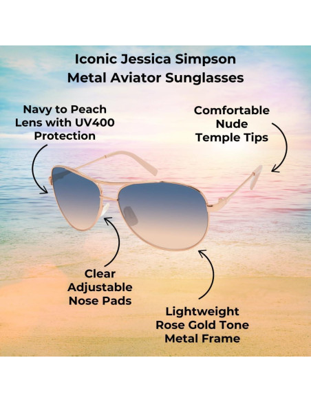 Gafas de sol piloto Jessica Simpson UV400 Oro Rosa