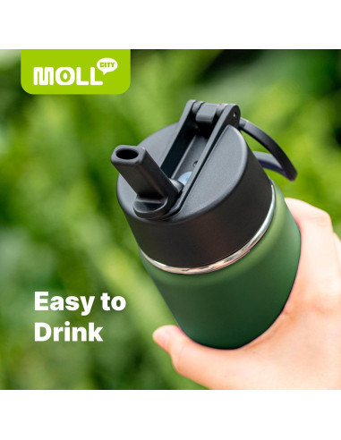 Botella de Agua Mollcity 473 ml Acero Inoxidable Verde Hierba