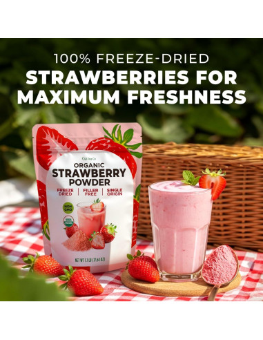 Polvo de Fresa Orgánico Liofilizado Gya Tea Co 500g - Sin Azúcar