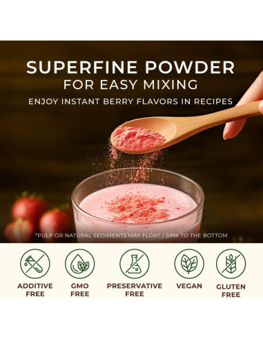 Polvo de Fresa Orgánico Liofilizado Gya Tea Co 500g - Sin Azúcar