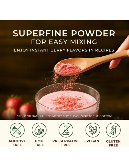 Polvo de Fresa Orgánico Liofilizado Gya Tea Co 500g - Sin Azúcar