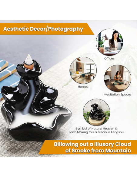 Juego de quemador de incienso Casafoyer con 120 conos y 30 varitas