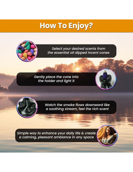 Juego de quemador de incienso Casafoyer con 120 conos y 30 varitas