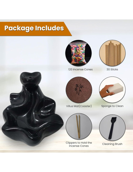 Juego de quemador de incienso Casafoyer con 120 conos y 30 varitas