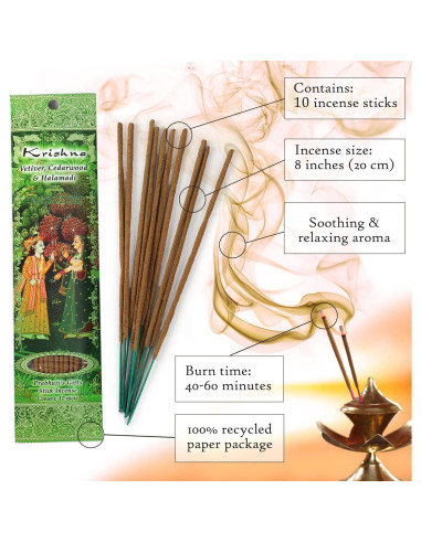 Incienso Prabhuji's Gifts Krishna Vetiver 30 Varitas Naturales